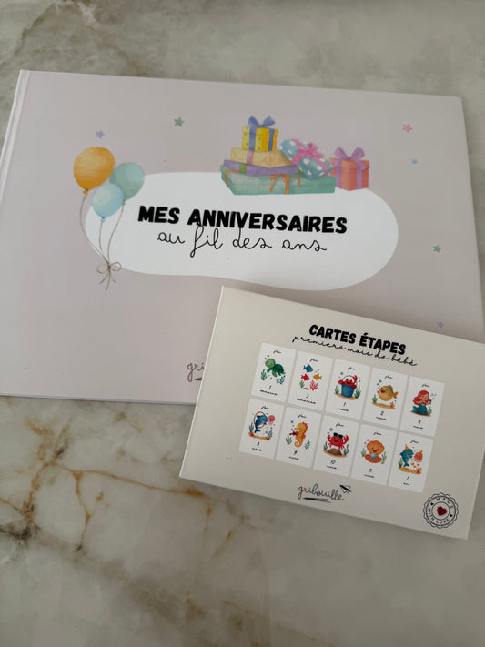 Pack album anniversaire & cartes étapes bébé