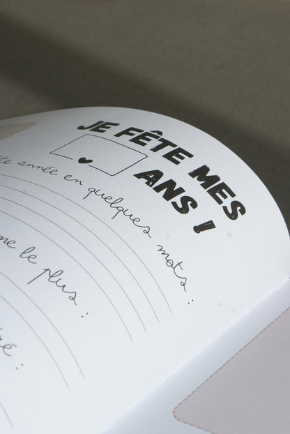 Page « Je fête mes … ans » de l'album anniversaires